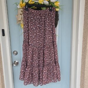 aerie Floral Tiered Maxi Skirt